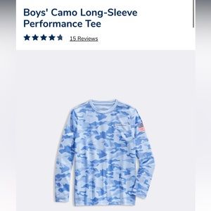 Vineyard Vines blue camo performance long sleeve youth XL like new barely worn